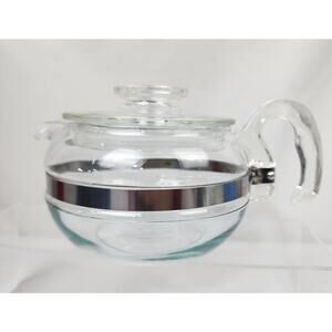 Pyrex Flameware 6-cup Clear Glass Coffee Pot Carafe 8446-B W/Lid 7756-C D22 EUC